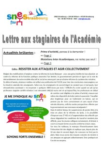 Lettre aux stagiaires de l'académie