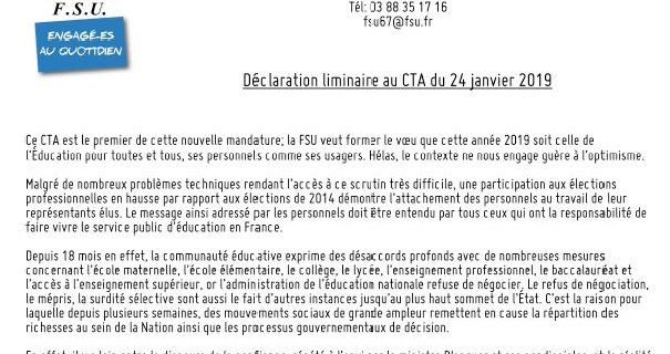 CTA - Le SNES et la FSU mobilisés dans la rue et en séance !